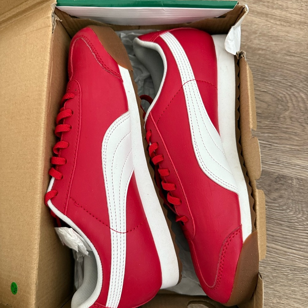 Puma Red and White Sneakers